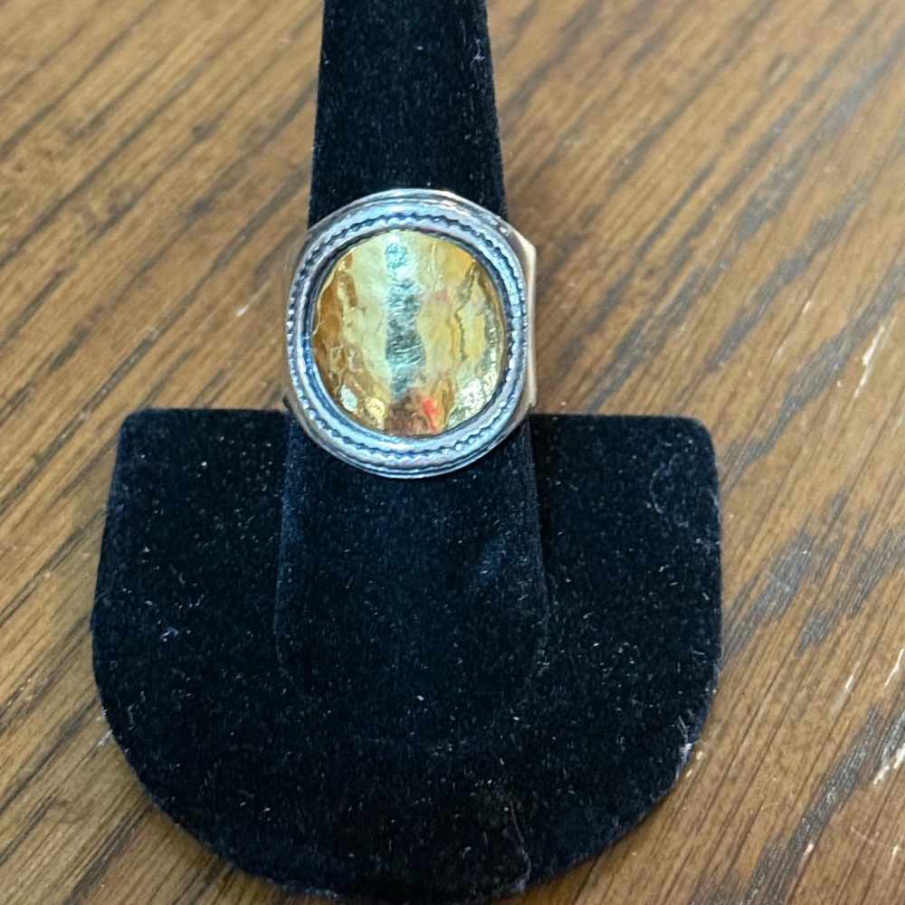 Silpada Gold and Silver Statement Ring with Halo Design